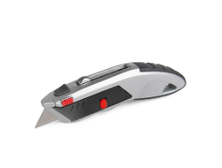 Нож строительный монтажный НСМ-13 серия ПРОФИ с двухсторонним трапециевидным лезвием