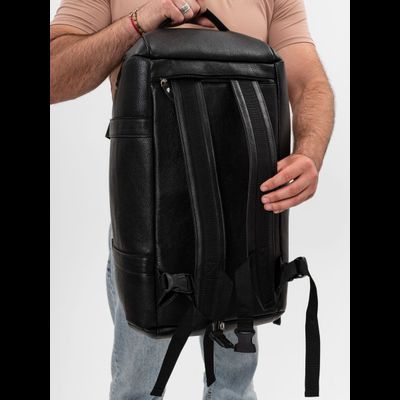 Кожаная дорожная сумка / рюкзак Napoli black 
(арт. 4034-01)