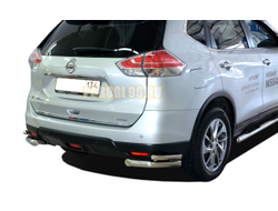 Защита заднего бампера "уголки" двойная d60/42 для Nissan X-trail T32 (2015-)