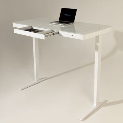 Умный стол 140×70 белый | закалённое стекло