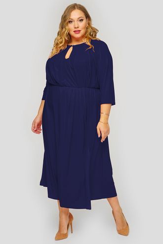 Платье с мягкими складками ЛТ 1823502 темно-синий