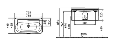 Шкаф с раковиной VitrA Nest Trendy (с 1 ящиком, 80 см, цвет натуральная древесина), 56138