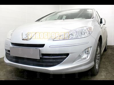 Защита радиатора Peugeot 408 2012- (3 части) black