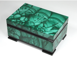 Шкатулка из Малахита с крышкой на шарнирах, ДР Конго (90*61*43 мм, вес: 310 г) №26662