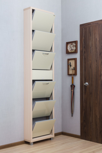 Обувница Айрон-6 Плюс (фасад стекло Капучино)