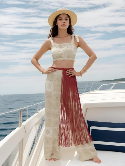 Bonny пояс с бахромой 80  Красный