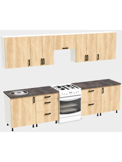 Кухня Эконом 2,4 метра (1200х1200) Цвет: Дуб Сонома/Дуб Сонома