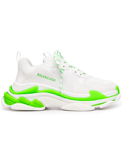 Кроссовки Balenciaga Triple S белые с зеленым женские