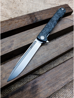 Складной нож Single EVO. Клинок ДОЛ, СТАЛЬ ELMAX, хаотичный карбон