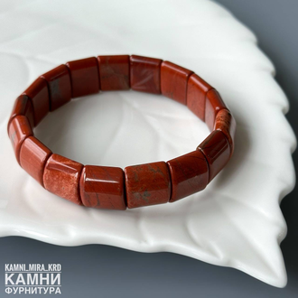 Браслет красная яшма прямоугольные бусины 14,7-15,1х12,7-13,4 мм, цена за штуку