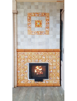 Изразцовое панно "Древние символы" цветное с валиками