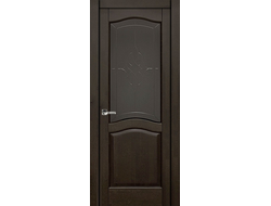 Дверь Лео со стеклом, крашенный массив венге