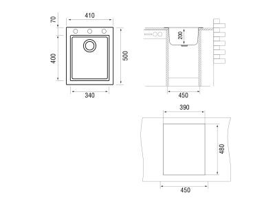 Мойка LONGRAN Cube CUG410.500