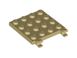 Plate, Modified 4 x 4 with 2 Open O Clips Horizontal Grip, Tan (11399 / 6177858)