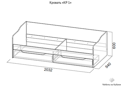 КР 1 Кровать Ясень Анкор Светлый (без основания)