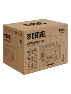 Генератор бензиновый GE 8900, 8.5 кВт, 220 В/50 Гц, 25 л, ручной старт Denzel