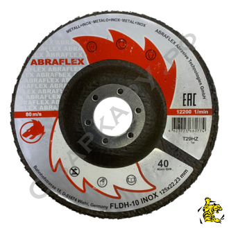 Круг лепестковый торцевой Abraflex FLDH-10 INOX 125x22 P40 конический по нержавеющей стали
