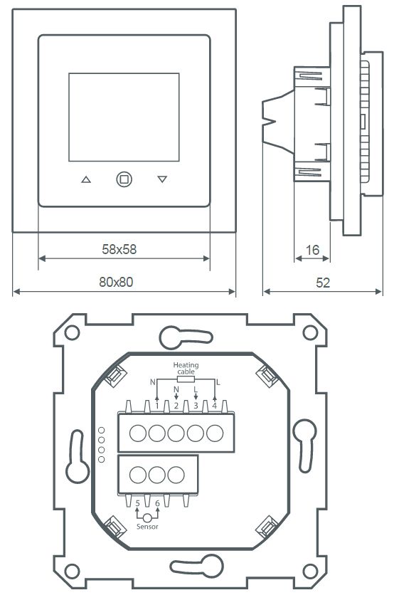 Габаритные размеры терморегулятора Thermoreg TI-970 White
