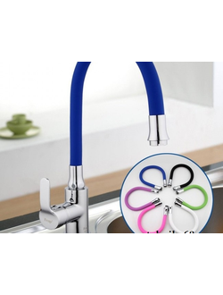 Смеситель для кухни 35к FRAP F4353 с гибким силиконовым изливом F7250 черный F7251 зеленый F7253 синий F7254 фиолетовый F7255 розовый F7256 белый