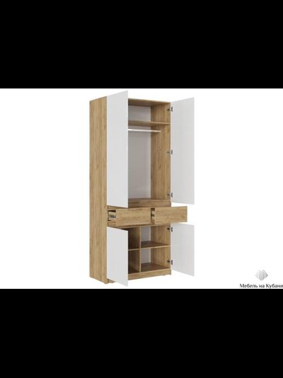 Бостон Шкаф ШК-001 Дуб крафт золотой/МДФ Глянец белый