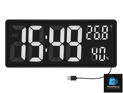 Часы электронные настольные с крупными цифрами, будильником, термометром и гигрометром (3808L) белая подсветка