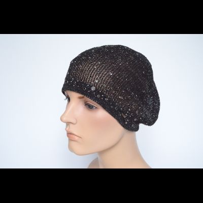 Черный берет летний с украшениями Vizio Италия 6625 ВО