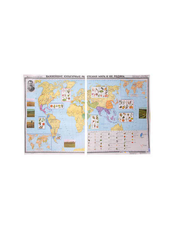 Учебная карта "Важнейшие культурные растения мира и их родина" (матовое, 2-стороннее лам.)