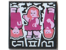 Tile 2 x 2 with Groove with BeatBit Album Cover - Girls Dancing, Middle Upside Down Pattern, Black (3068bpb1764 / 6341644)