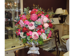 Ярко-красная Композиция из искусственных цветов  № АР003/можно купить для украшения