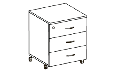 Графический рисунок тумбы выкатной "Гермес" верхний ящик имеет замок.