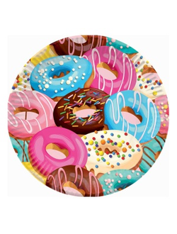 18см Тарелки бумажные Пончики 6шт