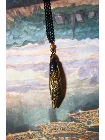 &quot;Царица Ночи&quot; - необычный кулон-капля в чёрно-золотой цветовой гамме