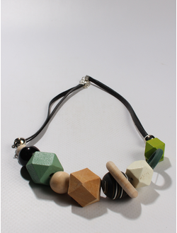 Колье "Ромбы два кольца"  зеленое