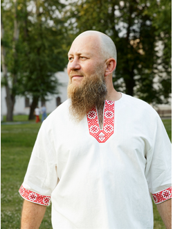 Русская рубаха с коротким рукавом «Велес Одал»