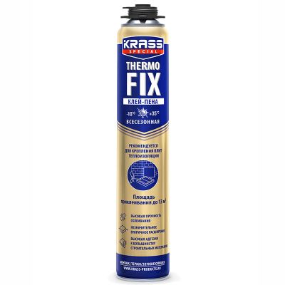 Клей полиуретановый для пенополистирола и минеральной ваты KRASS Special Thermo FIX 750 мл