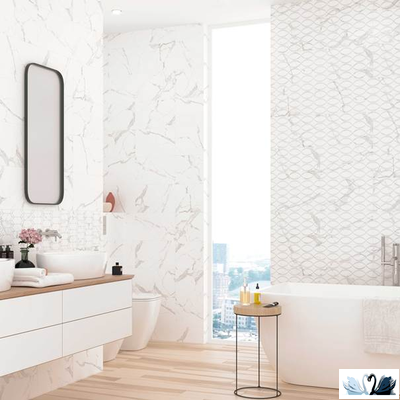 Плитка настенная Creto Purity белый 25х40 см, матовая под мрамор