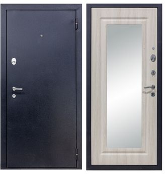 Дверь металлическая "Дива 510 Зеркало" титан/дуб филадельфия крем