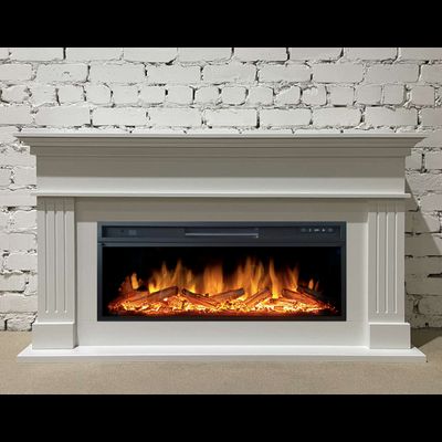 Линейный электрокамин Бруно WT с очагом Vision 42 LOG LED