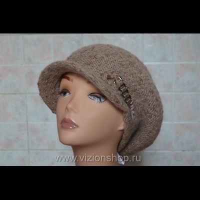 Вязаная зимняя кепка для женщин Италия Vizio 5520  бежевая