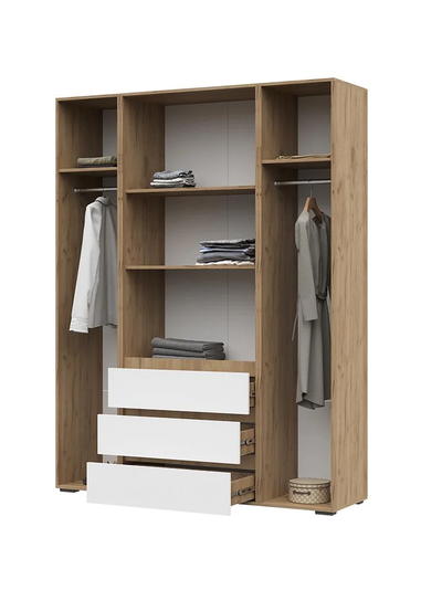 Хелен ШК 05 шкаф 4-х створчатый с ящиками Дуб крафт золотой/Белый