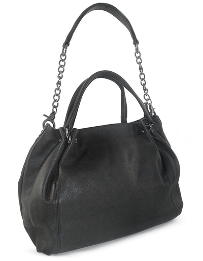 (АРТИКУЛ: 9744/92) СУМКА ЖЕНСКАЯ БОЛЬШАЯ, НАТУРАЛЬНАЯ КОЖА, ЧЕРНАЯ, С ЦЕПОЧКОЙ