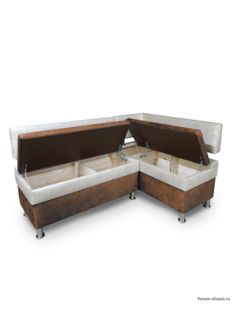 Кухонный угловой диван "Форум-4", Коричневый/Слоновая кость Правый