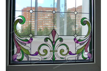 Пленка витражная для окна в квартире-фрагмент орнамента