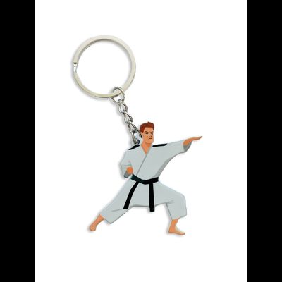 Брелок Карате мужчина (металлический плоский двусторонний)
