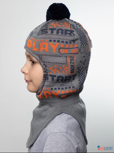 Шапка-шлем  21202-06, цвет темно-серый, оранжевый, р. 52-54