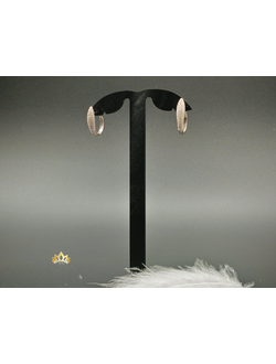 Серьги колечки с кристаллами на серебристом металле 2см