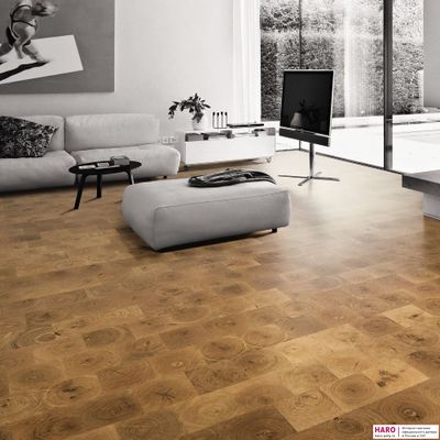 Паркетная доска Haro Карре Дуб Селектив 529069 торцевой распил лак