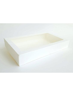 Коробка кондитерская с окном (белая), 260*150*40мм