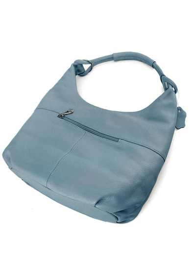 (АРТИКУЛ: 9905/7) СУМКА МЕШОК, БОЛЬШАЯ, НАТУРАЛЬНАЯ КОЖА, ГОЛУБАЯ, ЧЕРЕЗ ПЛЕЧО