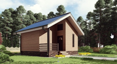 Одноэтажный каркасный дом с одной спальней 23м² (SK44)